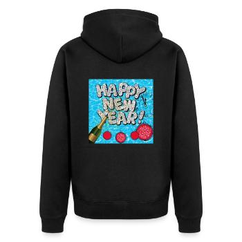 Frohes neues Jahr! - Unisex Premium Bio Zip Hoodie - Schwarz - Hinten - Nico (187cm)