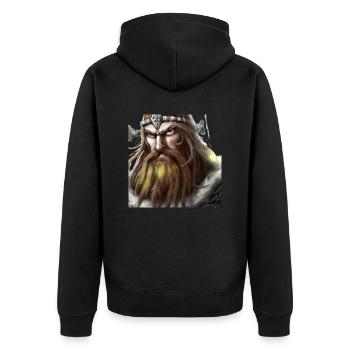 Angry Viking Head - Unisex Premium Organic Zip Hoodie - black - Back - Nico (187cm)