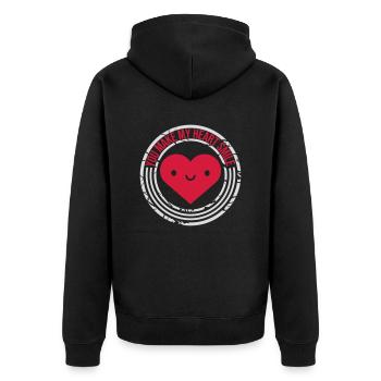 make my heart smile - Unisex Premium Bio Zip Hoodie - Schwarz - Hinten - Nico (187cm)