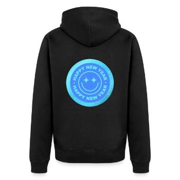 Frohes neues Jahr! - Unisex Premium Bio Zip Hoodie - Schwarz - Hinten - Nico (187cm)
