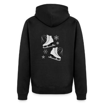 Schlittschuhe - Unisex Premium Bio Zip Hoodie - Schwarz - Hinten - Nico (187cm)