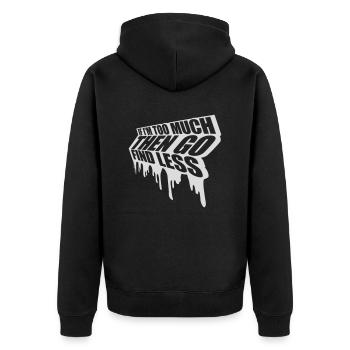 if im too much - Unisex Premium Bio Zip Hoodie - Schwarz - Hinten - Nico (187cm)