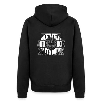 funny quote book dragon books and wine bday - Unisex Premium Organic Zip Hoodie - black - Back - Nico (187cm)