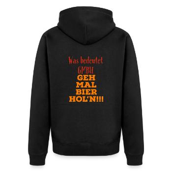 Coole Sprüche Kollektion GMBH - Unisex Premium Bio Zip Hoodie - Schwarz - Hinten - Nico (187cm)
