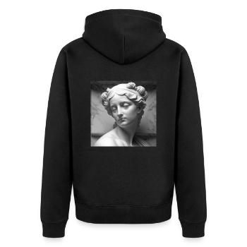 portrait beautiful young woman carved in marble - Unisex Premium Organic Zip Hoodie - black - Back - Nico (187cm)