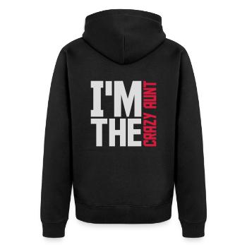 at The Crazy Aunt - Unisex Premium Organic Zip Hoodie - black - Back - Nico (187cm)