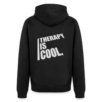 therapy is cool Quote - Unisex Premium Organic Zip Hoodie - black - Back - Nico (187cm)