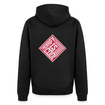 therapy is cool Quote - Unisex Premium Organic Zip Hoodie - black - Back - Nico (187cm)