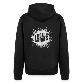 all my own stunts - Unisex Premium Bio Zip Hoodie - Schwarz - Hinten - Nico (187cm)