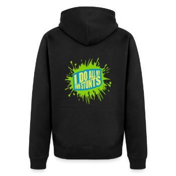 all my own stunts - Unisex Premium Bio Zip Hoodie - Schwarz - Hinten - Nico (187cm)