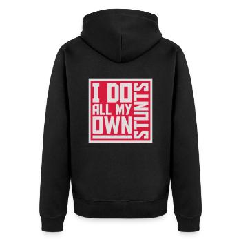all my own stunts - Unisex Premium Bio Zip Hoodie - Schwarz - Hinten - Nico (187cm)