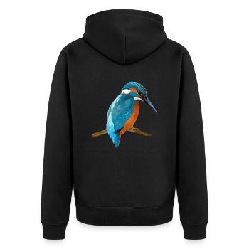 Vogel - Unisex Premium Bio Zip Hoodie - Schwarz - Hinten - Nico (187cm)