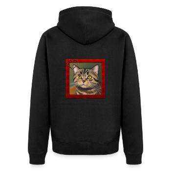 Katzenportrait 3 - Unisex Premium Bio Zip Hoodie - Schwarz - Hinten - Nico (187cm)