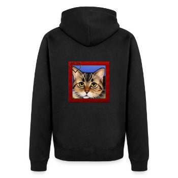 Katzenportrait 8 - Unisex Premium Bio Zip Hoodie - Schwarz - Hinten - Nico (187cm)
