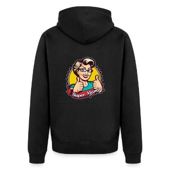 Super Oma - Unisex Premium Bio Zip Hoodie - Schwarz - Hinten - Nico (187cm)