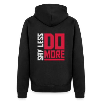 say less do more - Unisex Premium Bio Zip Hoodie - Schwarz - Hinten - Nico (187cm)