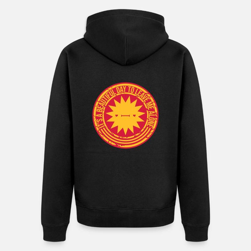 leave me alone day - Unisex Premium Bio Zip Hoodie - Schwarz