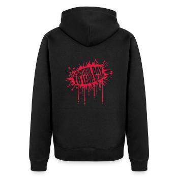 leave me alone day - Unisex Premium Organic Zip Hoodie - black - Back - Nico (187cm)