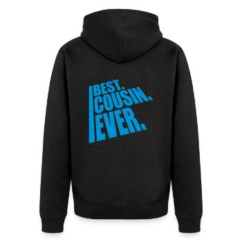 best cousin ever Zitat - Unisex Premium Bio Zip Hoodie - Schwarz - Hinten - Nico (187cm)