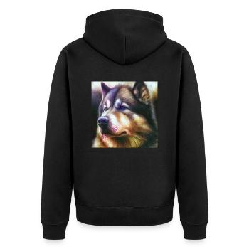 Alaskan Malamute Hundeportrait Hund Schlittenhund - Unisex Premium Bio Zip Hoodie - Schwarz - Hinten - Nico (187cm)
