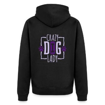 crazy dog lady Zitat - Unisex Premium Bio Zip Hoodie - Schwarz - Hinten - Nico (187cm)