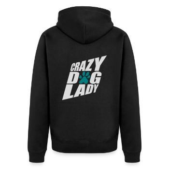 crazy dog lady Zitat - Unisex Premium Bio Zip Hoodie - Schwarz - Hinten - Nico (187cm)