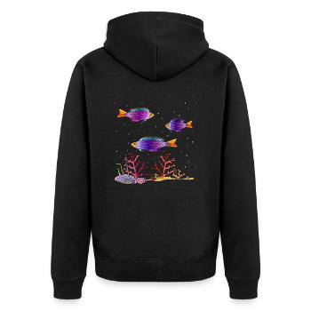 Poissons - Veste à capuche bio Premium Unisexe - noir - Dos - Nico (187cm)
