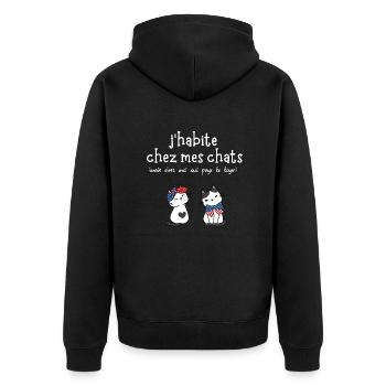 j'habite chez mes chats humour - Veste à capuche bio Premium Unisexe - noir - Dos - Nico (187cm)