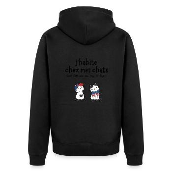 j'habite chez mes chats humour - Veste à capuche bio Premium Unisexe - noir - Dos - Nico (187cm)