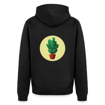 Plant in a clay pot - Unisex Premium Organic Zip Hoodie - black - Back - Nico (187cm)