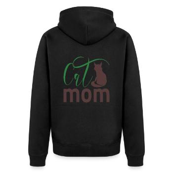 Cat mom - Unisex Premium Bio Zip Hoodie - Schwarz - Hinten - Nico (187cm)