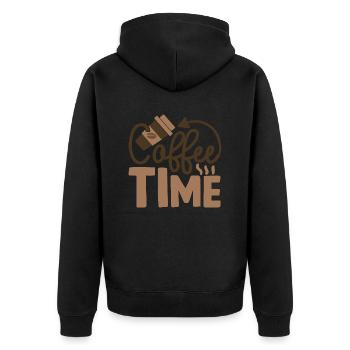 Coffee Time - Unisex Premium Organic Zip Hoodie - black - Back - Nico (187cm)