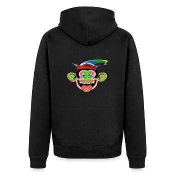 Carnival at the Monkey Zoo - Unisex Premium Organic Zip Hoodie - black - Back - Nico (187cm)