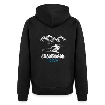 Snowboard Snowboarding Shirt - Board Love Vintage - Unisex Premium Bio Zip Hoodie - Schwarz - Hinten - Nico (187cm)