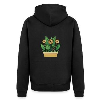 Sunflowers - Unisex Premium Organic Zip Hoodie - black - Back - Nico (187cm)
