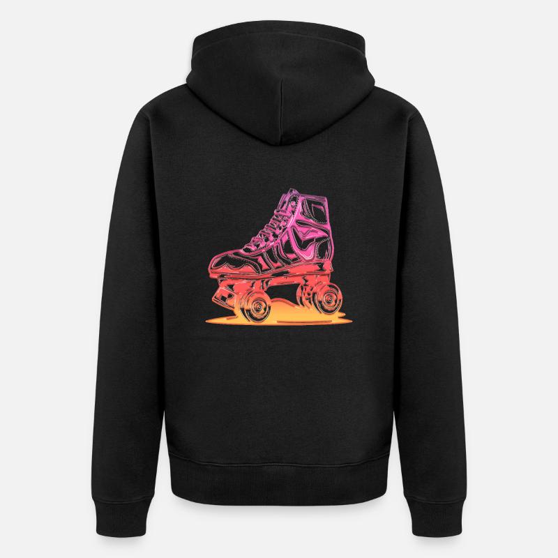 rollerblades rollerblade skates rollerskates retro - Unisex Premium Organic Zip Hoodie - black