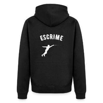 Fechten - Unisex Premium Bio Zip Hoodie - Schwarz - Hinten - Nico (187cm)