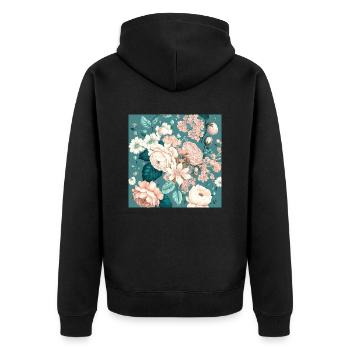 Floral Design 5 - Unisex Premium Bio Zip Hoodie - Schwarz - Hinten - Nico (187cm)