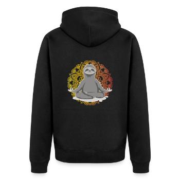 Yoga Sloth - Unisex Premium Organic Zip Hoodie - black - Back - Nico (187cm)