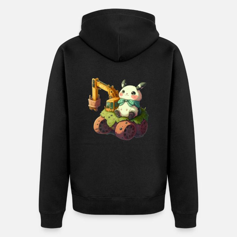 Baggerpanda - Unisex Premium Bio Zip Hoodie - Schwarz