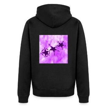 3 STARS SMILING LILAC - Unisex Premium Organic Zip Hoodie - black - Back - Nico (187cm)