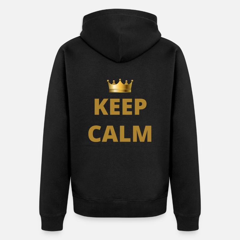 Keep Calm Crown - Unisex Premium Bio Zip Hoodie - Schwarz