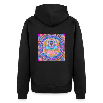 Mandalic Yeti - Unisex Premium Organic Zip Hoodie - black - Back - Nico (187cm)