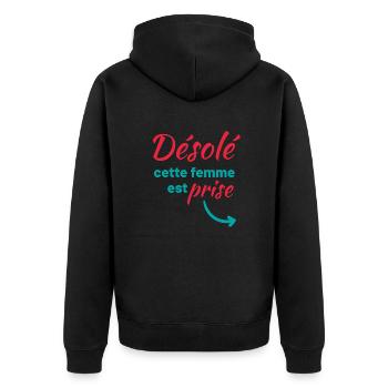 Désolé cette femme est prise - Veste à capuche bio Premium Unisexe - noir - Dos - Nico (187cm)