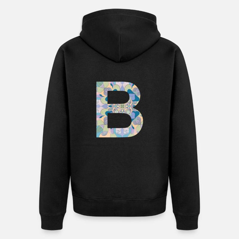 Buchstabe B im Mandala - Unisex Premium Bio Zip Hoodie - Schwarz