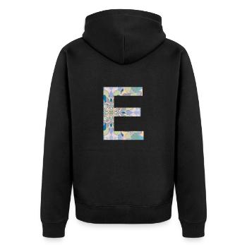 Letter E in mandala - Unisex Premium Organic Zip Hoodie - black - Back - Nico (187cm)