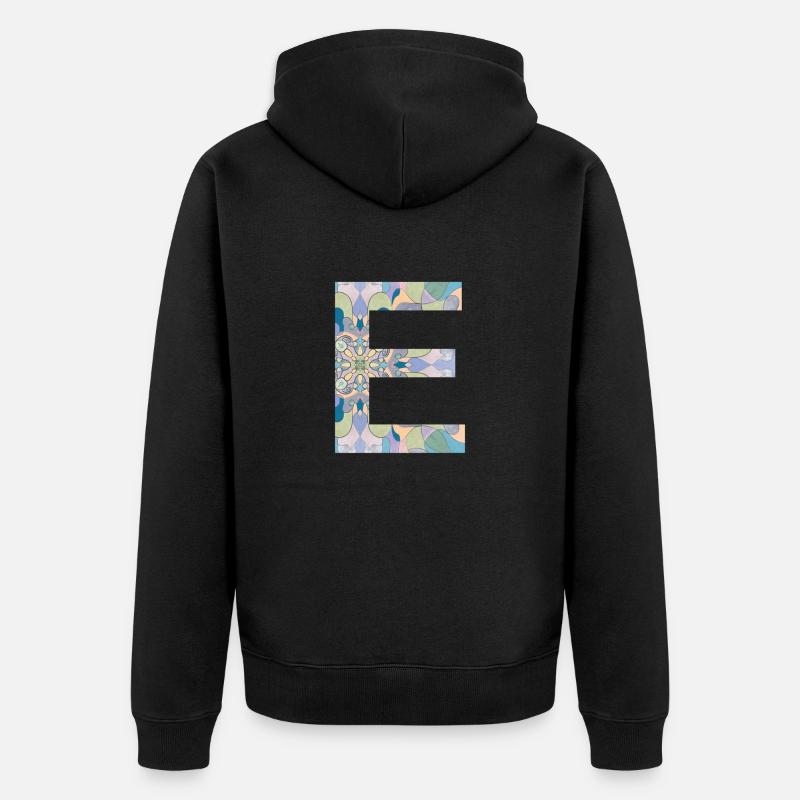 Buchstabe E im Mandala - Unisex Premium Bio Zip Hoodie - Schwarz