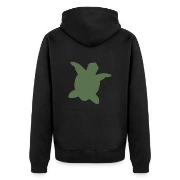 Schild Papa - Unisex Premium Bio Zip Hoodie - Schwarz - Hinten - Nico (187cm)
