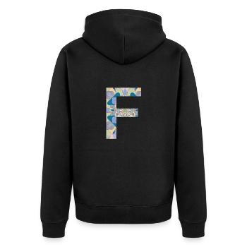 Lettre F en mandala - Veste à capuche bio Premium Unisexe - noir - Dos - Nico (187cm)
