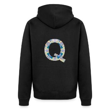 Lettre Q en mandala - Veste à capuche bio Premium Unisexe - noir - Dos - Nico (187cm)